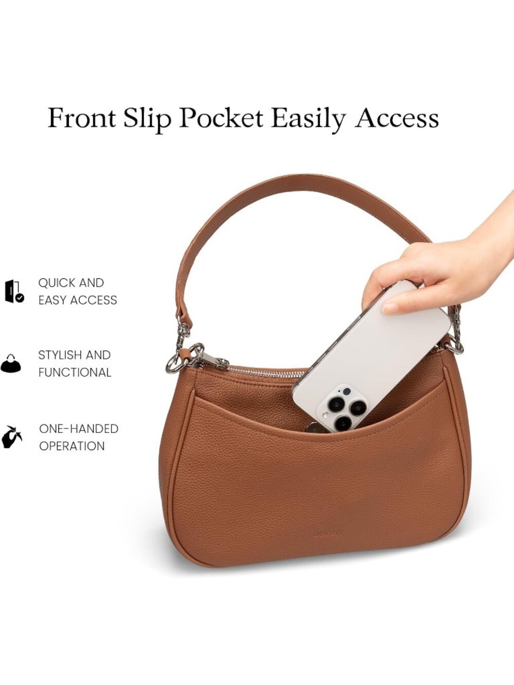 👜Women's Brown Genuine Leather Anti Theft Hobo Shoulder RFID Card Crossbody Bag - Picture 4 of 6